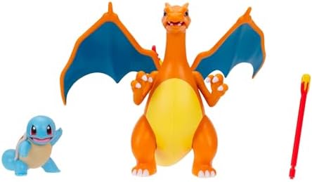 Pokémon Fire and Water Battle Pack - Includes 4.5 Inch Flame Action Charizard and 2" Squirtle Action Figures - Amazon Exclsuive