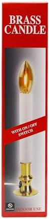 Creative Hobbies® Electric Window Candle Lamp with Brass Plated Base, On/Off Switch, Light Bulb, Ready to Use! (LED)