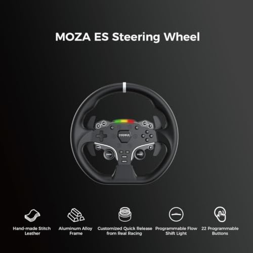 MOZA R5 All-in-One PC Gaming Racing Simulator 3PCS Bundle: 5.5Nm Direct Drive Wheel Base, 11-inch Racing Wheel, Anti-Slip Pedals and a Desk Clamp
