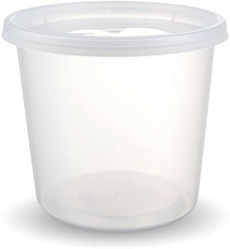 DuraHome - Deli food Storage Containers with Lids 32 oz, Quart Pack of 24 Leak-proof Freezer Safe Microwaveable Soup Storage Container - Clear Plastic Premium Quality