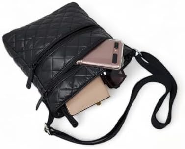 Quilted Crossbody bag BLACK Ultra light water repellent Stain resistance