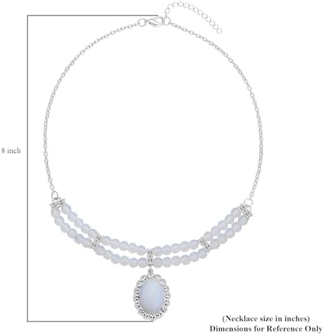 Gemstones Mix Silvertone Beaded Necklace for Women Jewelry Size 18-20" Birthday Gifts