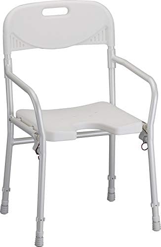 NOVA Medical Products Foldable Bath and Shower Chair with Arms and Back, U Shaped Front Design for Hygienic Cleaning, Seat Height Adjustable