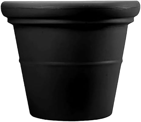 The HC Companies Terrazzo Large Round Plastic Plant Pot w/Rolled Rim - Lightweight & UV Resistant Gardening Pot for Herbs & More - Outdoor & Indoor Plant Pots w/Drainage (17” Black)
