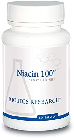 BIOTICS RESEARCH Niacin 100, 100 Milligram Niacin, Vitamin B3, HDL, Triglyceride, LP, 150 Capsules