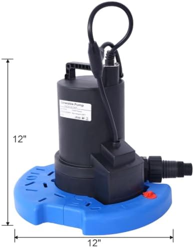 Pool Cover Pump, 1/4 HP 1850GPH Automatic Submersible Water Pump, 120V Swimming Pool Drain Pump with Auto On/Off Sensor