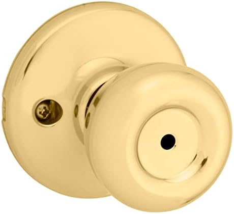 Kwikset Tylo Interior Privacy Door Knob with Lock, Door Handle For Bathroom and Bedroom, Polished Brass Keyless Turn Lock Doorknob, 1 Count (Pack of 1)