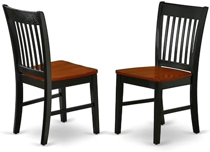East West Furniture NFC-MAH-W Norfolk Dining Room Chairs - Slat Back Solid Wood Seat Chairs, Set of 2, Mahogany