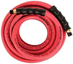 Steelman 50-Foot x 3/8-Inch ID Rubber Air Hose for Pneumatic Tools, 3/8-Inch Male NPT Brass Fittings, 300-PSI Working Pressure