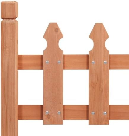Topeakmart 177.5in Picket Fence for Garden, Wooden Fence Panels,Dark Brown