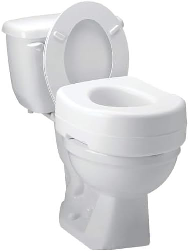 Carex Toilet Seat Riser, Adds 5 Inches of Height, Elevated and Raised Toilet Seat with 300 lbs Capacity, Standard Riser for Elderly and Handicap