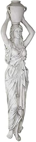 Design Toscano Dione the Divine Greek Water Woman Indoor/Outdoor Garden Statue, Medium, 22 inches tall, Cast Stone Resin, Antique Stone Finish