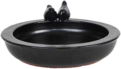 Esschert Design Round Bird Bath with Birds, Ceramic, Gray