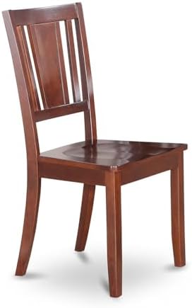 East West Furniture DUC-MAH-LC Dudley Kitchen Dining Chairs - Faux Leather Upholstered Wood Chairs, Set of 2, Mahogany