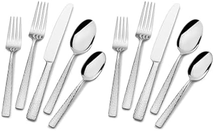 Mikasa, Virtuoso Frost Flatware Service for 12, 65 Piece Set, 18/10 Stainless Steel, Silverware Set with Serving Utensils
