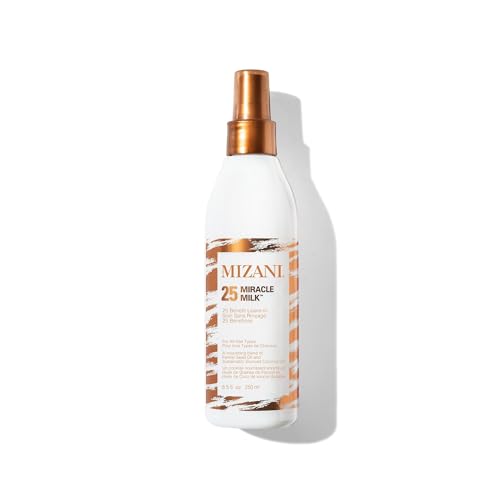Mizani 25 Benefit Miracle Milk - Leave in Conditioner for Curly Hair, With Coconut Oil, Curl Detangler Spray, Anti Frizz Heat Protectant, No Drying Alcohols, Paraben-Free