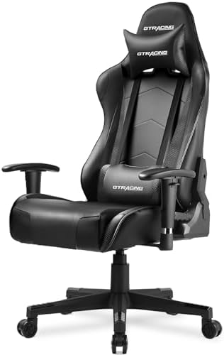 GTRACING Gaming Chair Racing Office Computer Ergonomic Video Game Chair Backrest and Seat Height Adjustable Swivel Recliner with Headrest and Lumbar