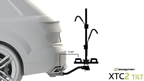 Swagman XTC2 Hitch Mount Bike Rack – Platform Carrier for 2 Bikes, Ratcheting Hook System, Compact Clam-Shell Folding Design | Platform Carrier for 2 Bikes, Ratcheting Hook System, Compact Clam-Shell Folding Design, 1-1/4" or 2" Hitch Receiver