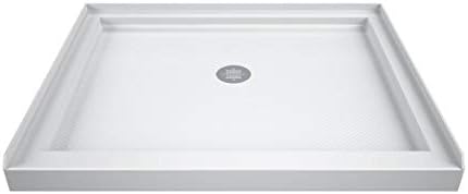 DreamLine 32 in. D x 32 in. W x 76 3/4 in. H Center Drain Acrylic Shower Base and QWALL-5 Backwall Kit In White, DL-6195C-01