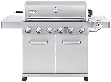Monument Grills 77352 6+1 Burner Stainless Steel Cabinet Style Propane Gas Grill with Knob Controls, Side Burner, Built-In Thermometer