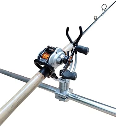 BroCraft Aluminum Rail Mount Clamp on Rod Holder / Pontoon Boat Square Mount Rod Holder