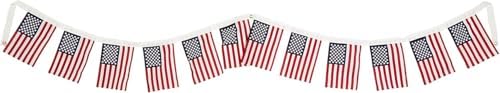 Annin Flagmakers (41320) PolyCotton American Flag Garland | 12 Flags - 12 Feet Long, Made in USA