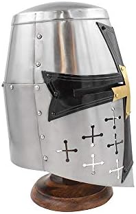 Medieval Warrior Templar Crusader Knights Helmet Wearable for Adult Medieval Costumes