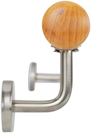 Relaxdays Wooden Handrail, Beech, 1000 mm/100 cm/1 m, Wall-Mount, with Plugs, Rustic 42 mm Diameter, Natural Banister