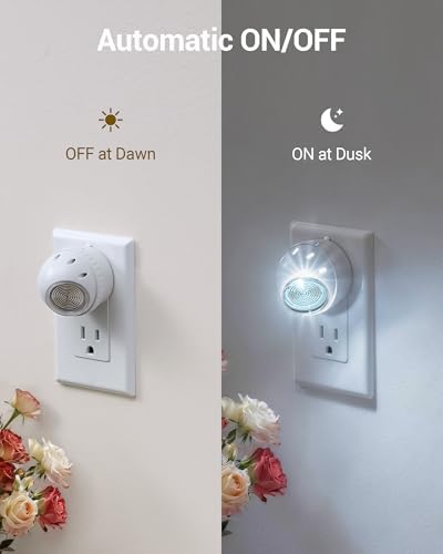 DEWENWILS Plug in Night Lights into Wall, Dusk to Dawn Sensor, 360° Rotating, Directional LED Nightlights for Kids, Nursy, Hallway, Bathroom, Bedroom