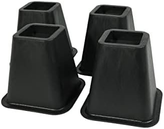 J&V TEXTILES Bed Furniture Risers - Elevation in 6 Inch Heavy Duty Risers for Sofa and Table - Supports up to 1,300 lbs - (Set of 4 Riser, Black)