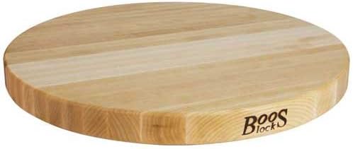 John Boos R-Board Series Round Wooden Maple Cutting Board 18”x18” – 1.5” Thick, 14-lb Reversible Butcher Block with Edge-Grain – Made in the USA