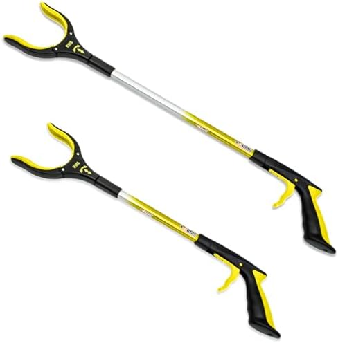 RMS 2-Pack 34 Inch and 21 Inch Grabber Reacher with Rotating Jaw | Mobility Aid Reaching Tool, Short and long options retrieve household items from floors, shelves, vehicles and tight spaces