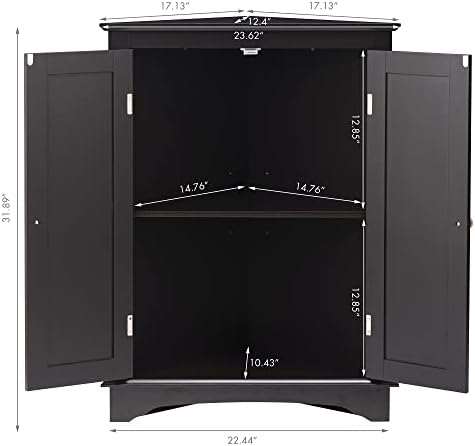Spirich Corner Bathroom Cabinet with Doors and Adjustable Shelf, White
