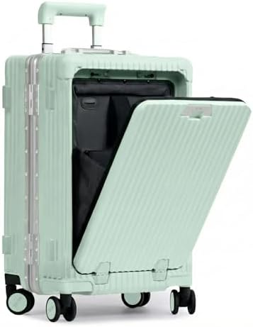 Nobl Travel Carry on Luggage, Zipperless Aluminum Frame, TSA Locks | PC Hard Shell Suitcase, Airline Approved, 360° Spinner Wheels, USB Charging Port, Cup & Phone Holder, 22.5x15x9.5, Ivory