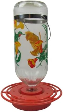 Original Best-1 Flowers Hummingbird Feeder 32 Ounce Glass Bottle, Plastic Base