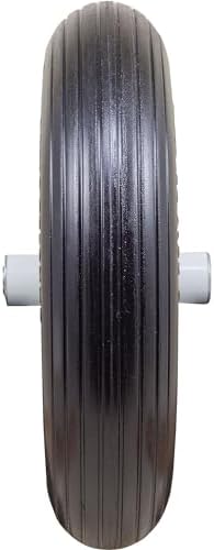 Marathon 4.80/4.00-8" Flat Free Wheelbarrow Tire on Wheel, 6" Centered Hub, 5/8" Ball Bearings, Ribbed Tread