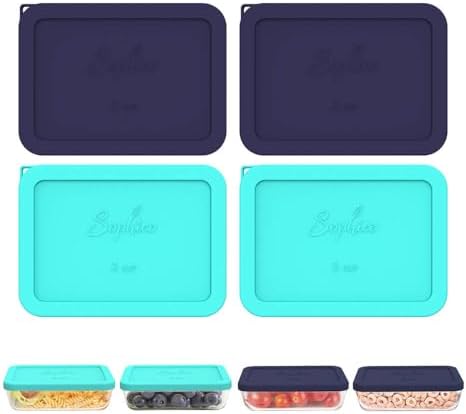 SOPHICO 3 Cup Rectangle Silicone Replacement Lids for Pyrex 7210-PC Glass