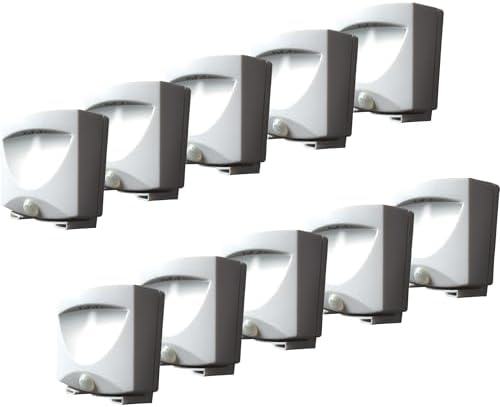 Maxsa 43341 Motion Activated Weatherproof Indoor / Outdoor Wireless LED Night Light, (3-Pack) - White | Battery Powered, Automatic Motion Activation then turns off after 30 seconds, Made of Plastic, Weatherproof, Set of 3 White