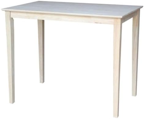 International Concepts Table Top Solid with Wood Bar Height Shaker Legs, 30 by 48-Inch, Unfinished