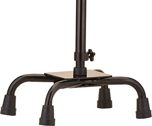 NOVA Heavy Duty Quad Cane with Large Base, 500 lb Weight Capacity Bariatric Walking Cane with Offset Handle, Adjustable Height Aluminum 4-Prong Cane, Right or Left Hand Use, Silver