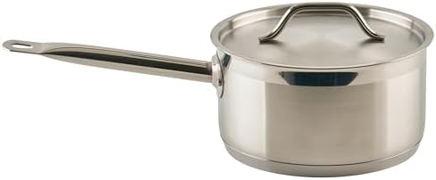 Winco 4 1/2 qt Heavy-Duty 4.5 qt Stainless Steel Sauce Pan with Cover | Even heat distribution, Secure riveted handle, Great for Cooking, Food Preparation and Restaurant Kitchens
