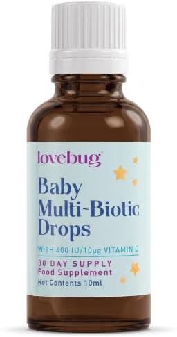 LOVEBUG Baby Probiotic Drops - Organic Probiotics for Immune Support and Baby Constipation & Colic Relief - Tasteless & Sugar-Free Liquid Drops for