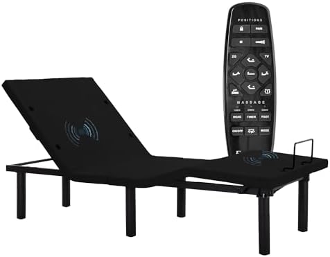 Fromann Adjustable Electric Twin XL Bed Base Frame with Massage, USB Type-C Ports, Zero Gravity, Under Bed Led Lighting and Three Leg Height (Black)