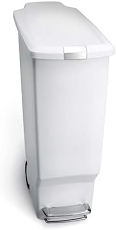 simplehuman 40 Liter / 10.6 Gallon Slim Kitchen Step Trash Can With Secure Slide Lock, Black Plastic
