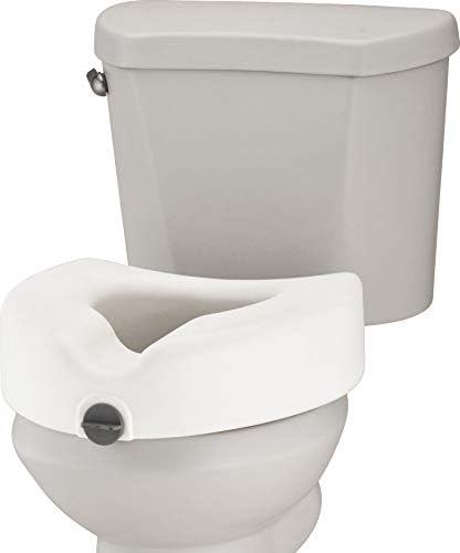 NOVA Toilet Seat Riser with Arms – Adds 5” Height, Raised Toilet Seat with ON/Off Front Lock, Adjustable & Removable Padded Arms (17.75”–20”), 300 lb Capacity, Safety Aid for Seniors