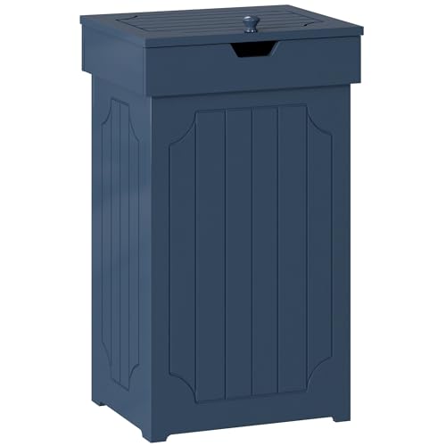 Function Home Trash Can Cabinet, 13 Gallon Kitchen Garbage Can, Wood Recycling Trash Bin, Freestanding Dog Proof Trash Can, Farmhouse Trash Cabinet with Lid for Home Kitchen Bathroom, Yellow