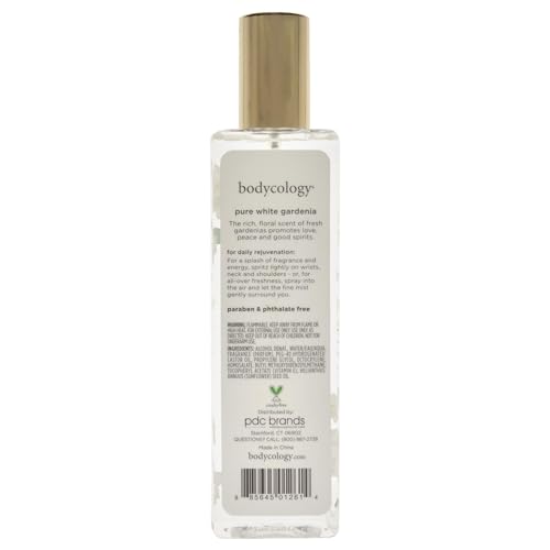 Bodycology Pure White Gardenia Fragrance Mist for Women, 8 oz - Refreshing Floral Scent, Long-Lasting Body Spray