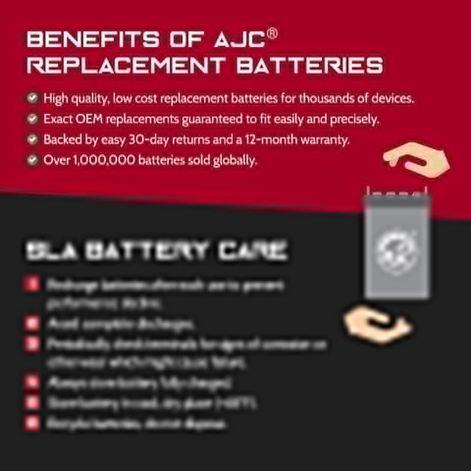 AJC Battery Compatible with Peg Perego John Deere Gator 12V 12Ah Ride-On Toy Battery