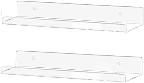 Weiai Clear Acrylic Shelves 15" Invisible Floating Wall Mount Display Bookshelf
