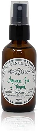 Fragrant Room Spray - Frasier Fir + Thyme - Amber Glass Bottle with Fine Mist Sprayer - Hand Poured in the USA by Seventh Avenue Apothecary